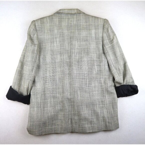 J. GALLERY - VINTAGE WOMEN'S BLACK WHITE PLAID OVERSIZED BLAZER JACKET - 15/16 - Picture 8 of 8